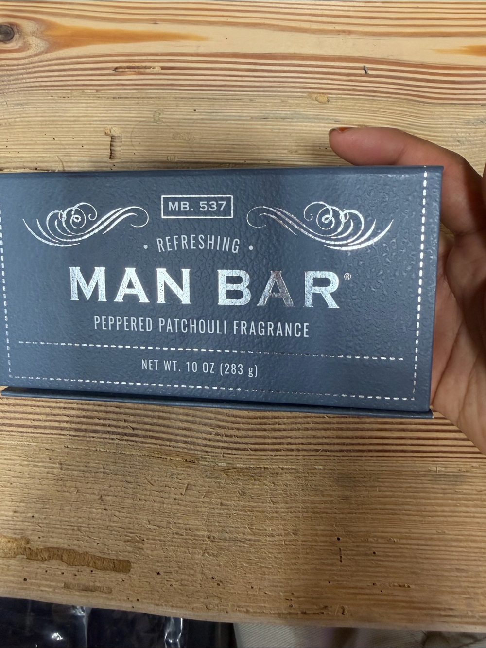 Man Bar Peppered Patchouli Fragrance Soap - Blue Box